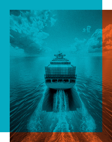 Imagem de navio cragueiro atravessando oceano.